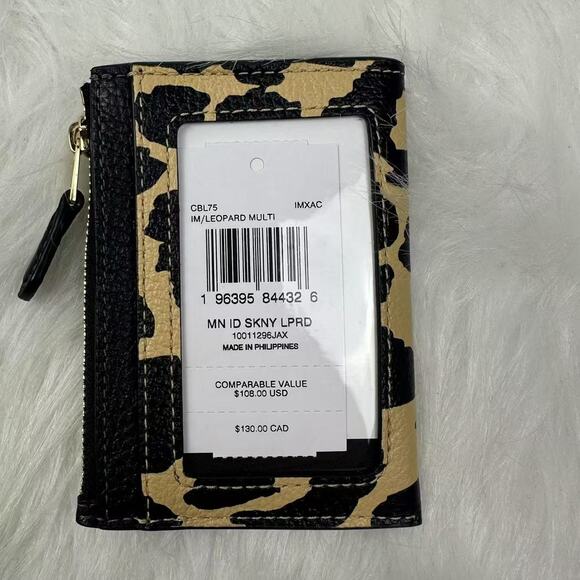 Coach Mini Skinny Id Case With Leopard Print CBL75 With Key Ring Key Chain NWT - Picture 3 of 3